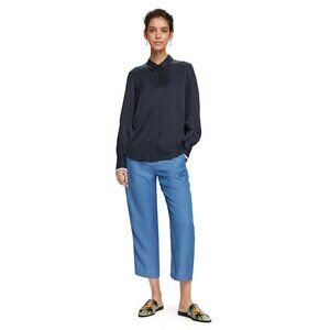 NWT Scotch & Soda blue linen blend cropped pleated trousers, M